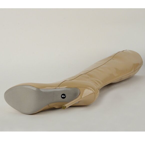 SERGIO ROSSI TALL BOOTS BEIGE LEATHER 'BARBIE' KNEE HIGH sz 39 / 9 - Picture 10 of 13
